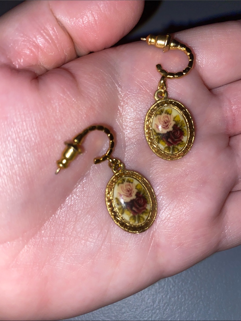 1928 Brand Gold-Tone Floral Oval Drop Earrings - Pink Rose